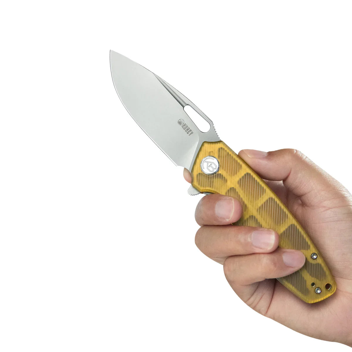 Kubey Knife Tityus 3.39" D2 Amber KUB322L