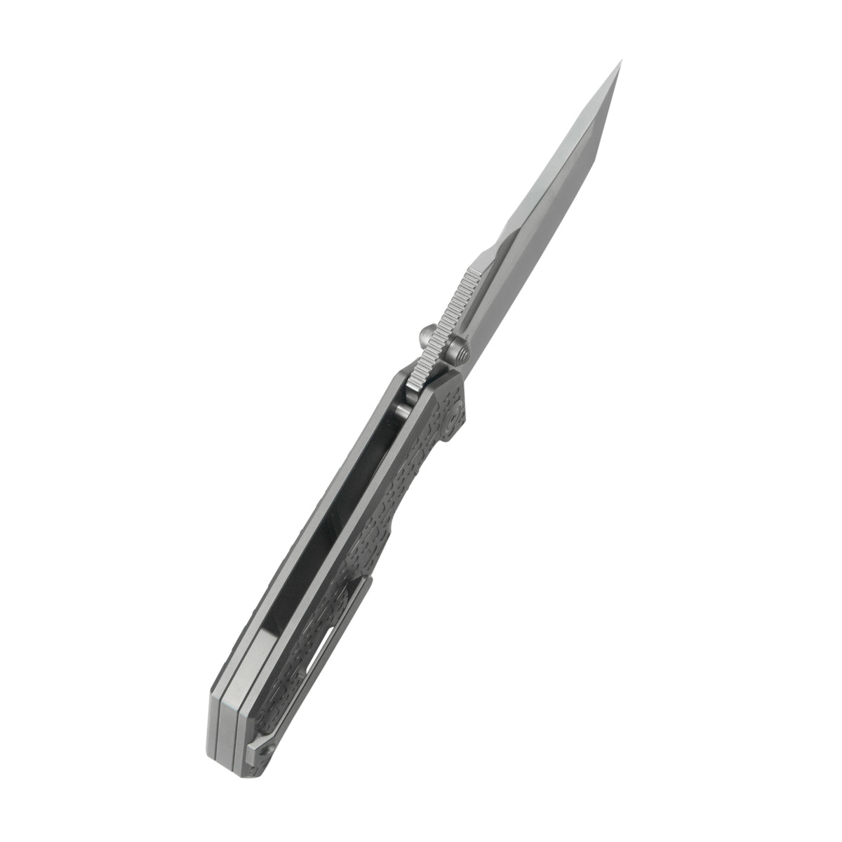 Kubey Hamster Frame Lock Folding Knife Gray Titanium Handle 3.46" Satin 14C28N KU402A