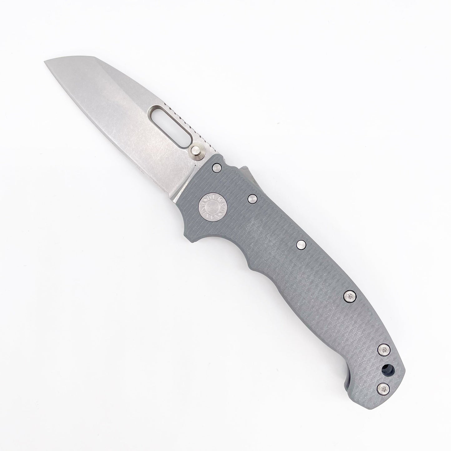 Demko MG AD20 Textured Grey G10 Handles 3.6in CPM 3V Steel Shark Foot Blade