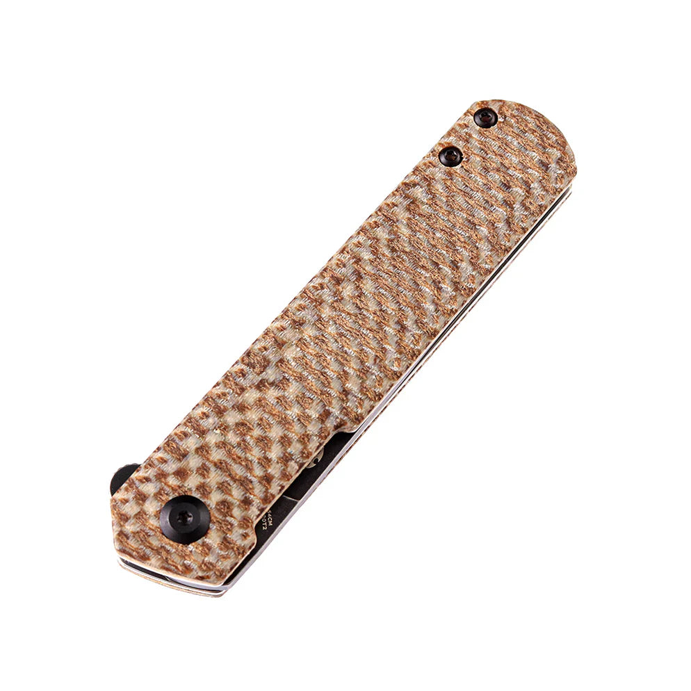 Kansept Foosa X2020T2 – 154CM Blade, Plaid Brown Micarta Handle, Rolf Helbig Design Liner Lock Folder