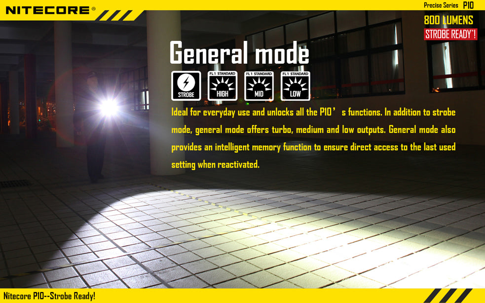 Nitecore P10 Precise Series 1 x 18650 / 2 x CR123A CREE XM-L2 T6 800 Lumen LED Flashlight
