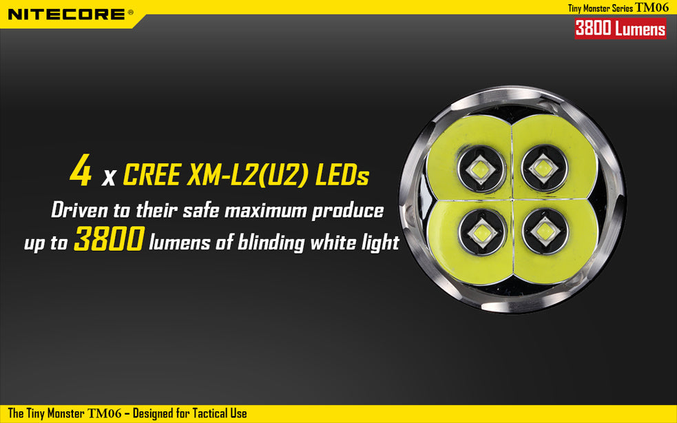 Nitecore Tiny Monster TM06 4 x 18650 CREE XM-L2 U2 3800 Lumen LED Flashlight