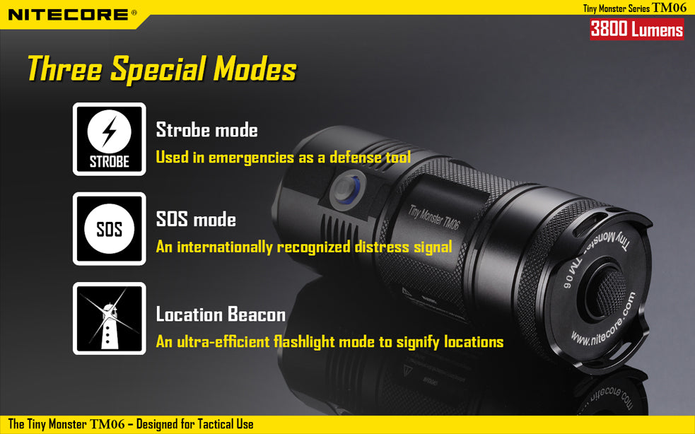 Nitecore Tiny Monster TM06 4 x 18650 CREE XM-L2 U2 3800 Lumen LED Flashlight