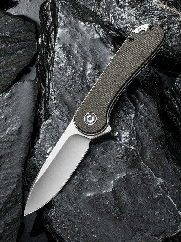 Civivi C907T Elementum Folding Knife Dark Green Micarta Handle 2.96in D2 Steel Blade