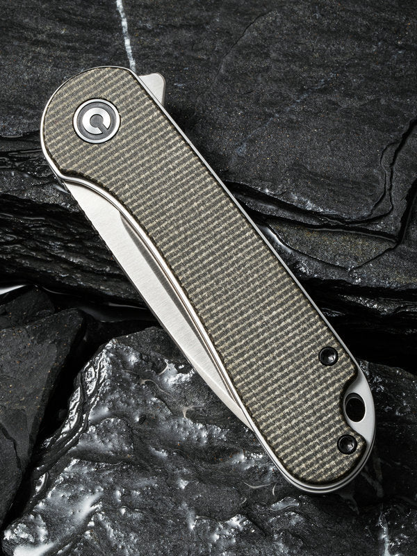 Civivi C907T Elementum Folding Knife Dark Green Micarta Handle 2.96in D2 Steel Blade