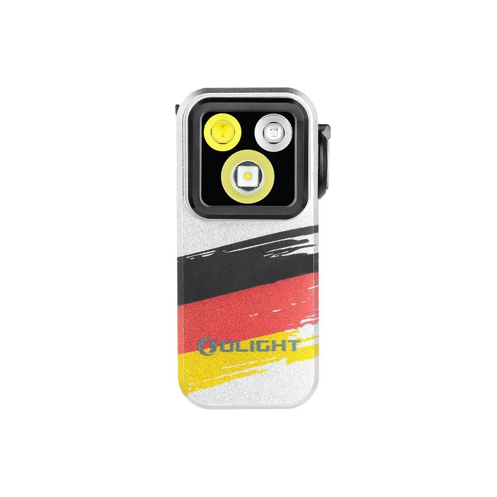 Olight Oclip Pro – Floodlight, Spotlight & Red Light Clip Flashlight (Bundesflagge)
