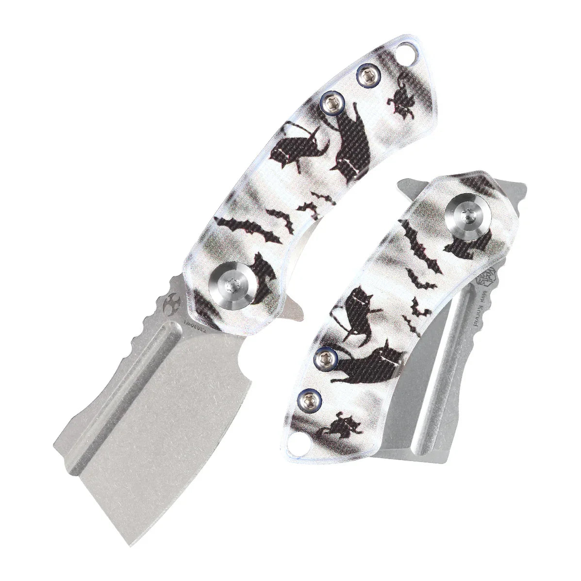 Kansept  Mini Korvid 1.45" Stonewashed 154CM G10 with Cat and Bat Print T3030W1
