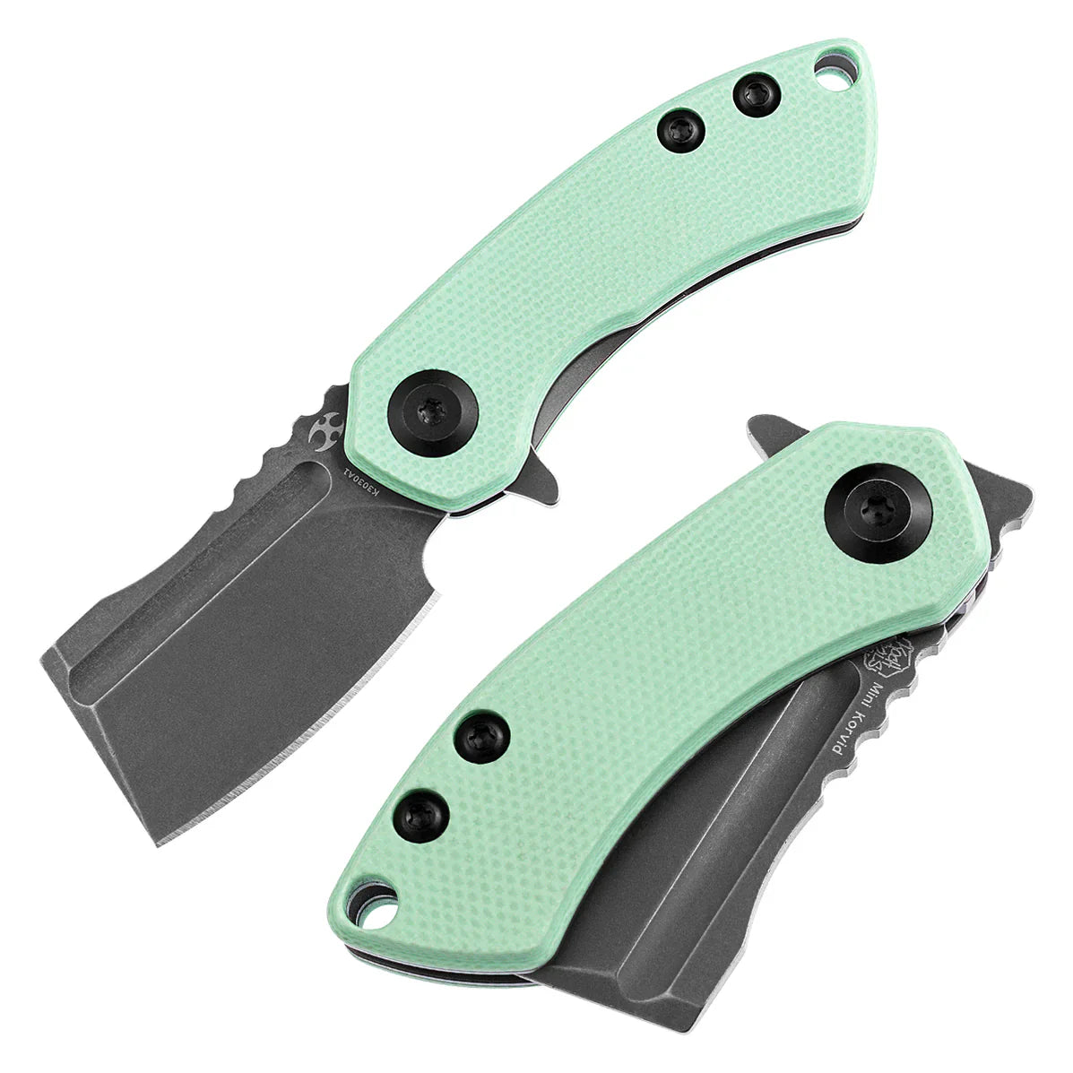 Kansept Mini Korvid 1.45" Gray TiCn Coated CPM-S35VN Tiffany Blue G10 K3030A1