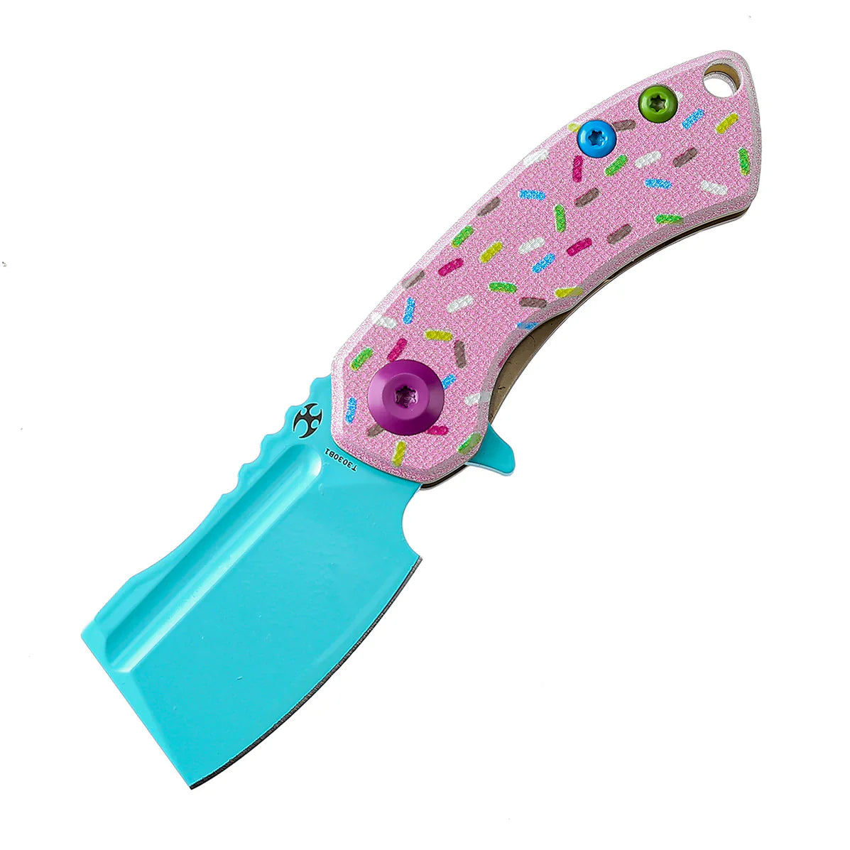 Kansept Mini Korvid-Only Sell outside of US 1.45" Stonewashed 154CM G10 and Pink Donut Print Blue Pink T3030B1