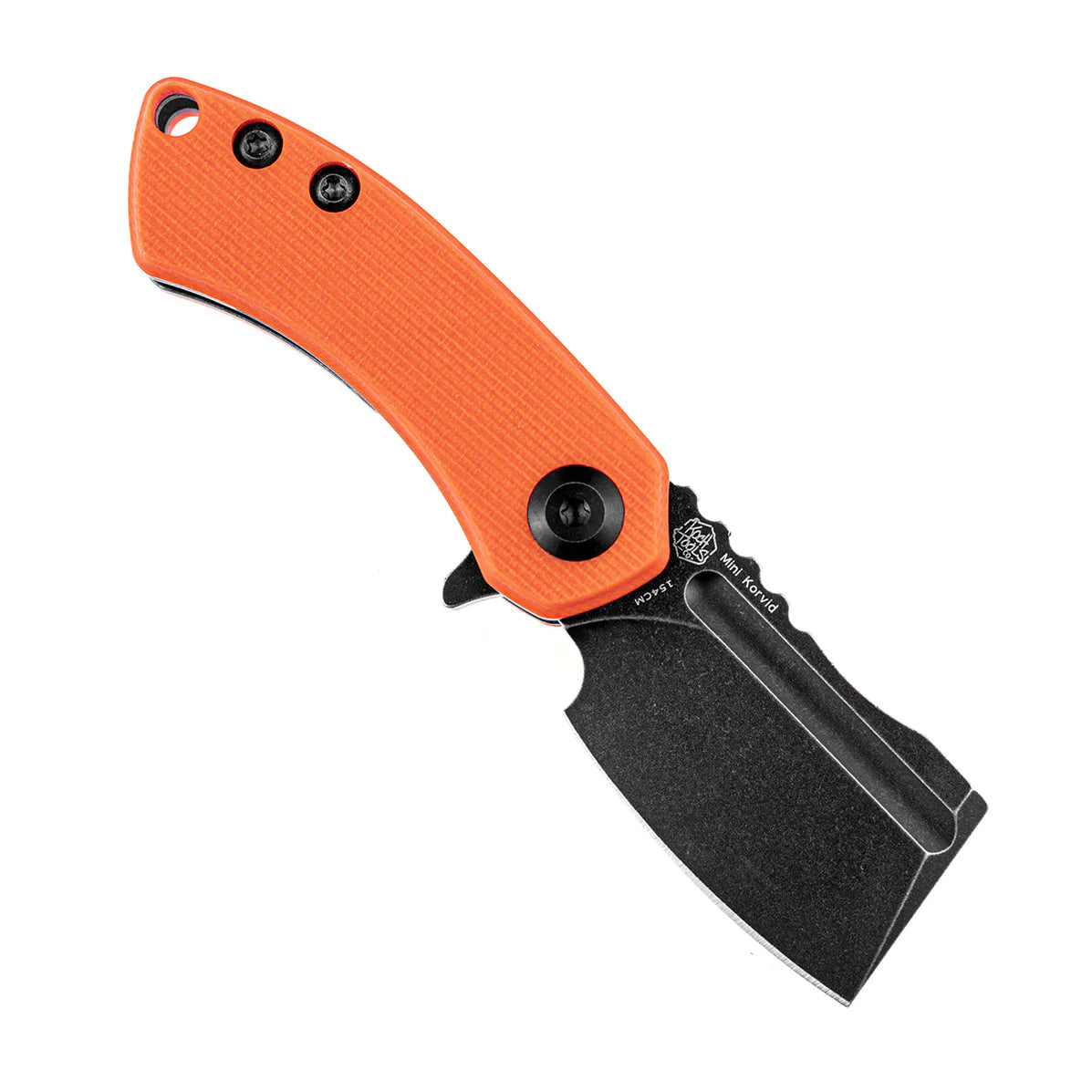 Kansept Korvid Mini 1.45" Black TiCn Coated 154CM Orange G10 T3030A7
