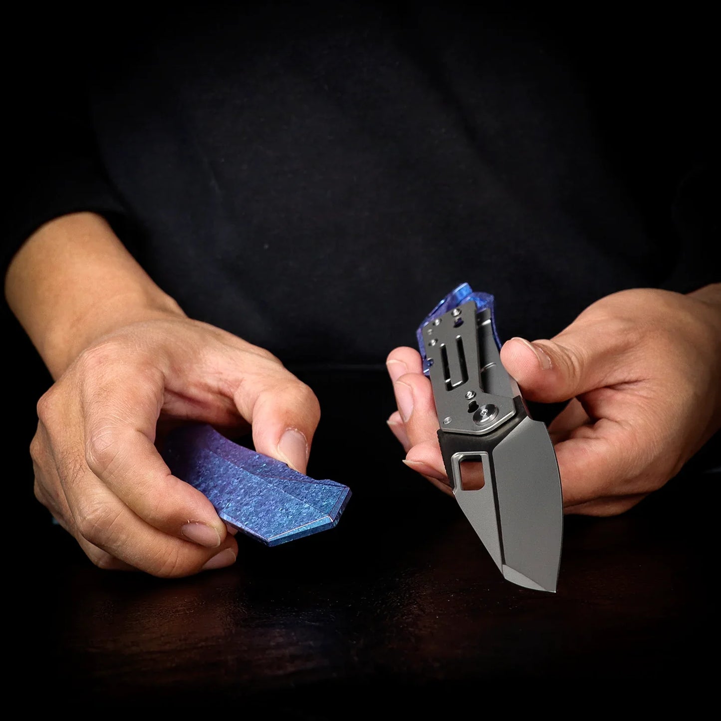Remette RT-Woodpecker 2.95" M390 Reverse Tanto Knife – Crystallized Titanium Handle RTWP-IB