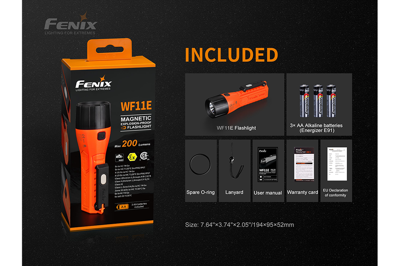 Fenix WF11E 200 Lumen Intrinsically Safe Flashlight