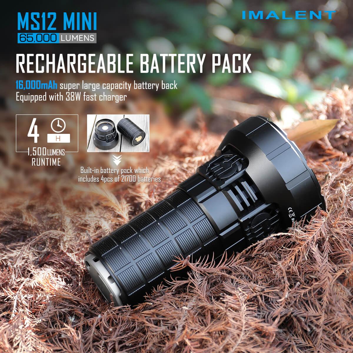 Imalent MS12 Mini 65000 Lumen High Powered Rechargeable Flashlight 12 x CREE XHP70 Gen2 LED