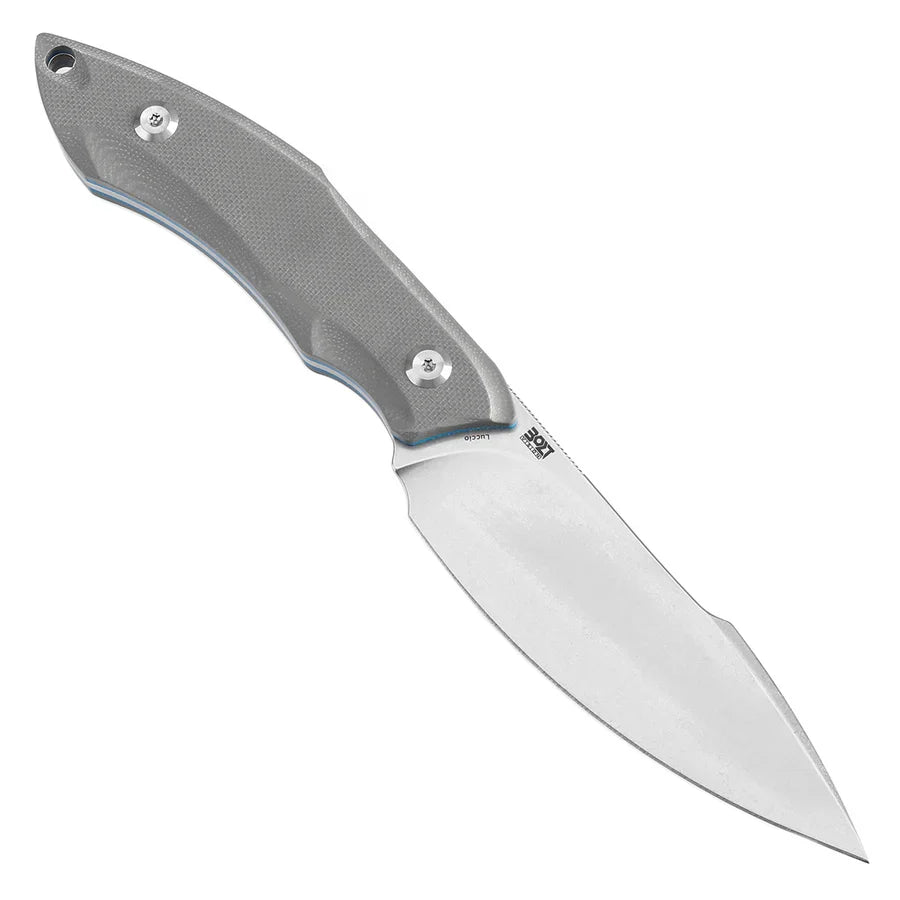 Tenable Luccio G007A4 – 3.81" Stonewashed 14C28N Blade, Grey G10 Handle