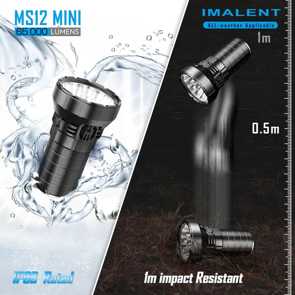 Imalent MS12 Mini 65000 Lumen High Powered Rechargeable Flashlight 12 x CREE XHP70 Gen2 LED