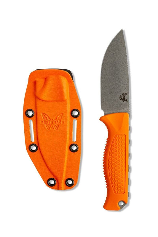 Benchmade Steep Country 15006 – 3.54″ CPM-S30V drop point fixed blade hunting knife, orange Santoprene