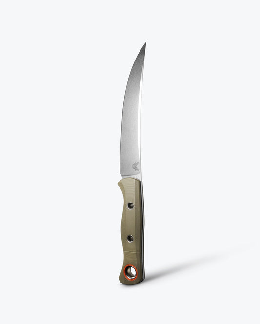 Benchmade Meatcrafter 15500-3 front view – 6″ CPM-S45VN trailing point fixed blade