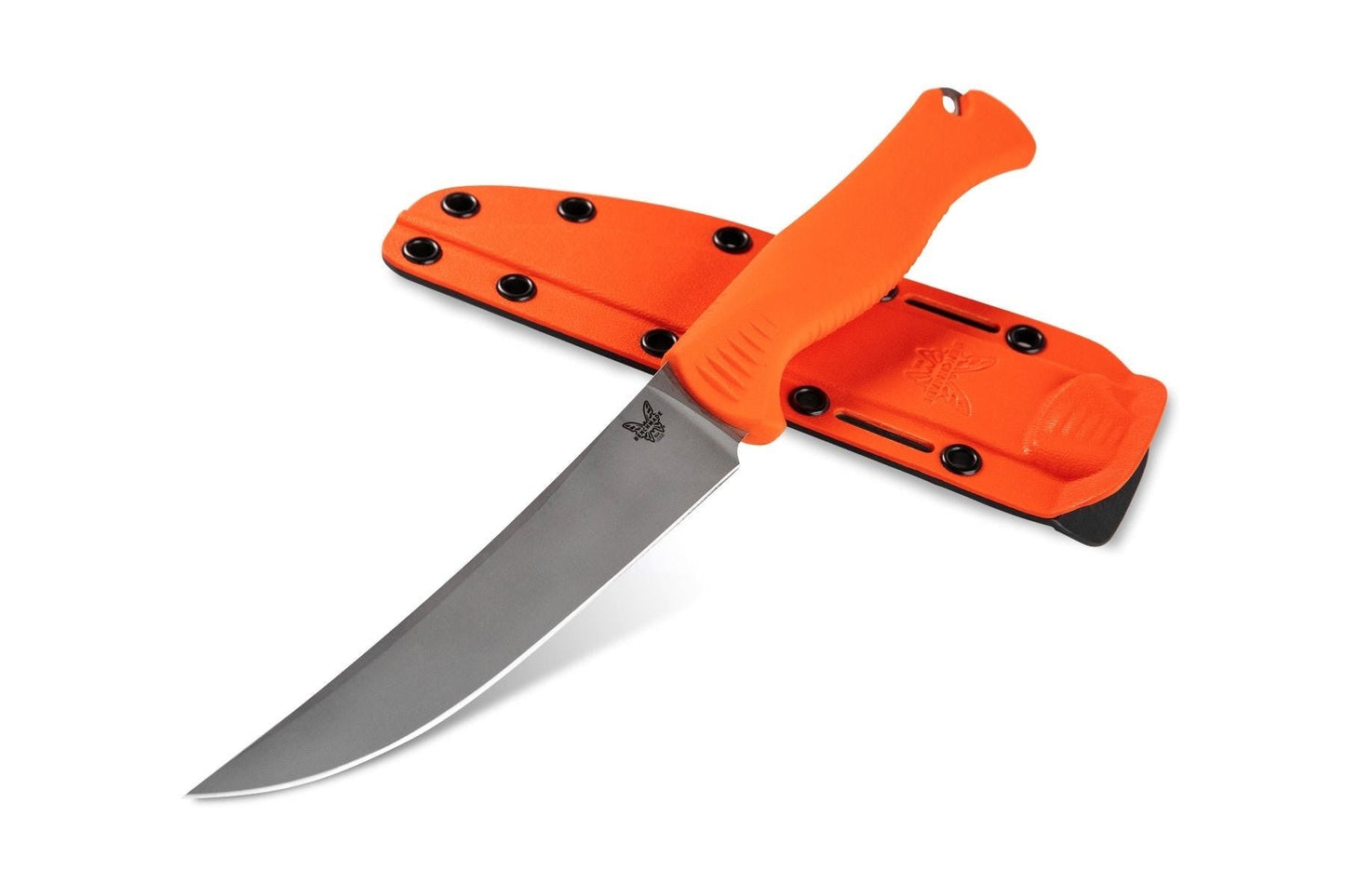 Benchmade Meatcrafter 15500 – 6″ CPM-154 Trailing Point Fixed Blade, Orange Santoprene
