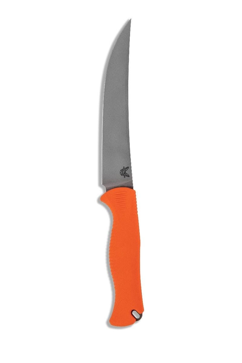 Benchmade Meatcrafter 15500 – 6″ CPM-154 Trailing Point Fixed Blade, Orange Santoprene