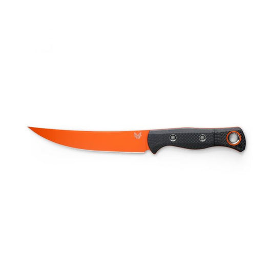 Benchmade Meatcrafter 15500OR-2 – 6.08″ CPM-S45VN trailing point fixed blade, orange blade carbon fiber