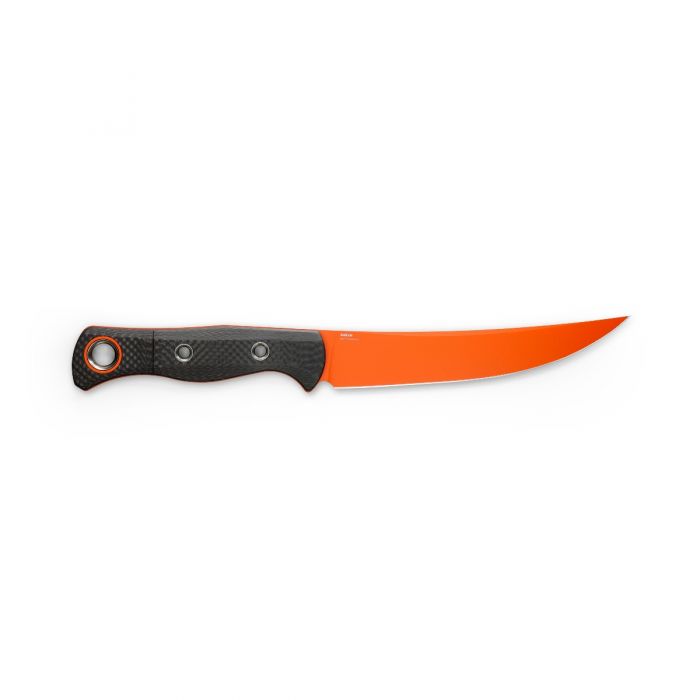 Benchmade Meatcrafter 15500OR-2 – 6.08″ CPM-S45VN Trailing Point Fixed Blade, Orange Blade, Carbon Fiber