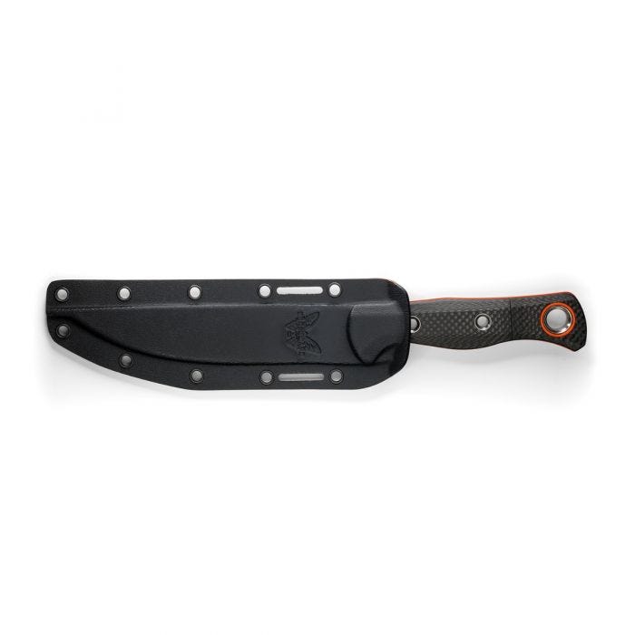 Benchmade Meatcrafter 15500OR-2 – 6.08″ CPM-S45VN Trailing Point Fixed Blade, Orange Blade, Carbon Fiber
