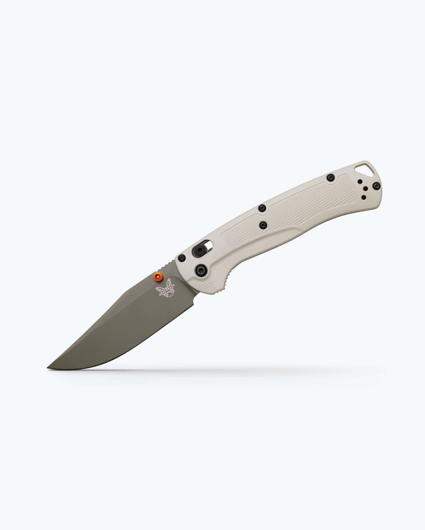 Benchmade Taggedout 15536GN-01 open position showing Elmax forest green Cerakote blade