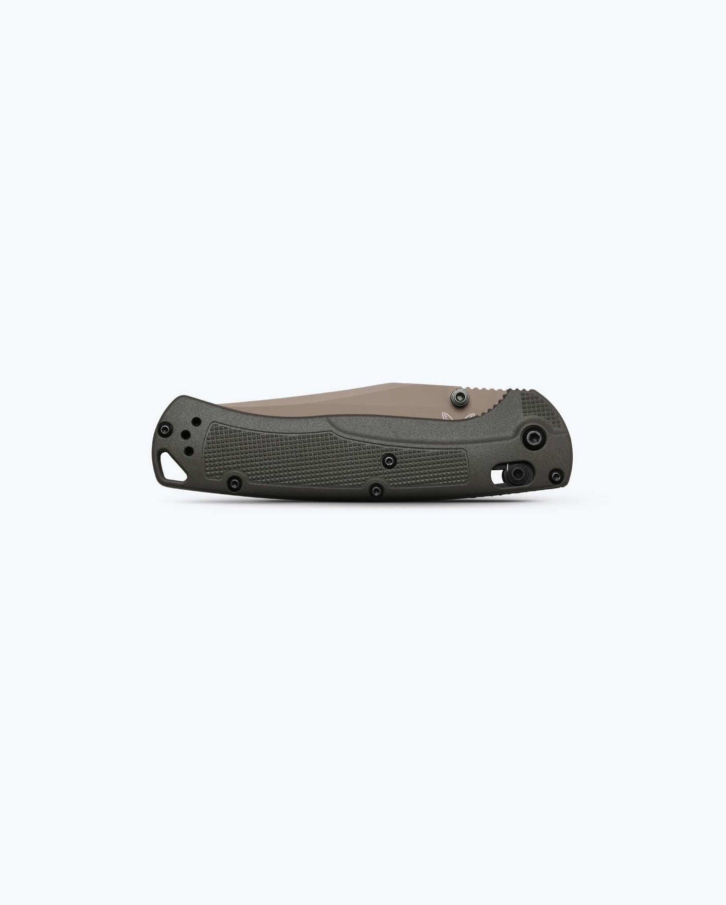 Benchmade Taggedout 15536TN-02 closed view – deep olive Grivory handle
