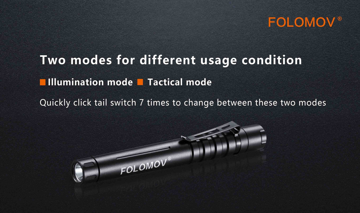 Folomov L1 Penlight 335 Lumen 1 * 10900 Micro-USB Rechargeable Battery Nichia E21A LED