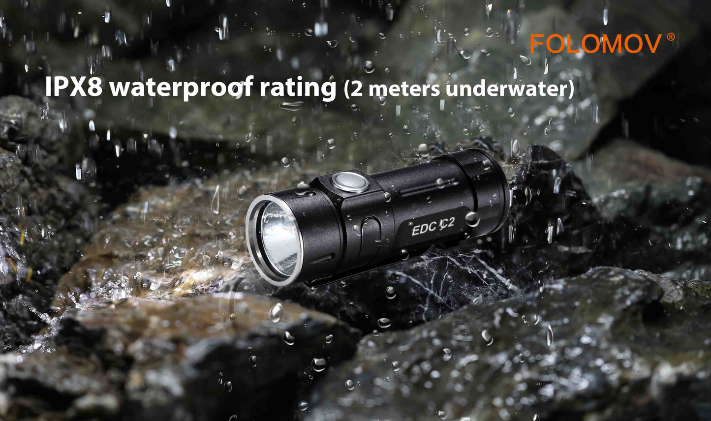 Folomov EDC C2 400 Lumen Flashlight 1x 14300 Battery Nichia E21A LED