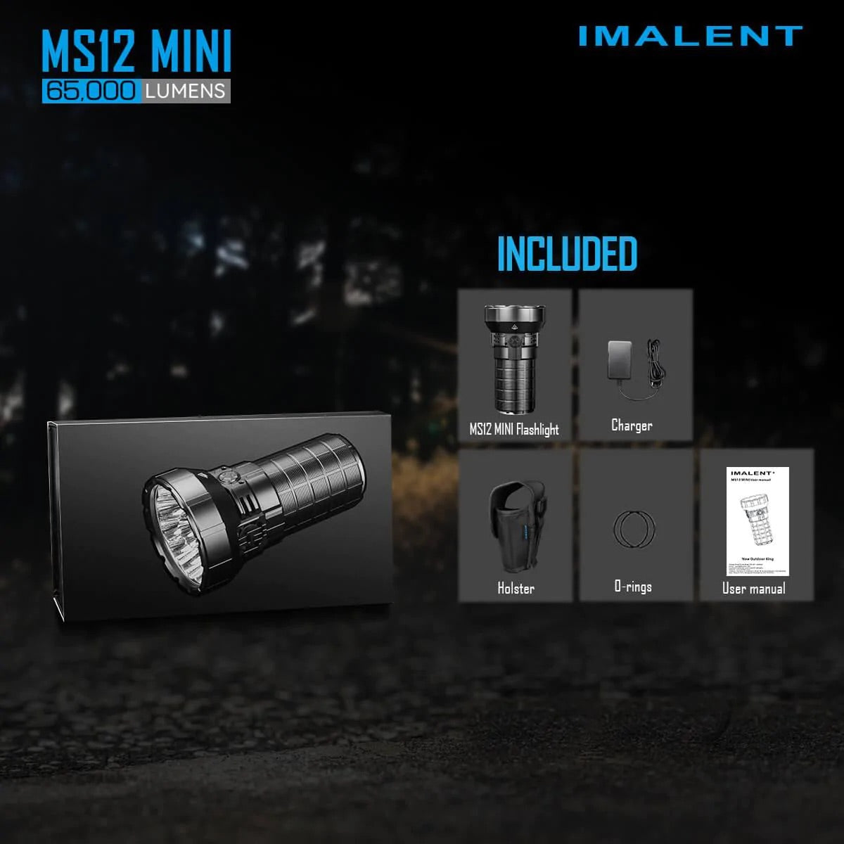 Imalent MS12 Mini 65000 Lumen High Powered Rechargeable Flashlight 12 x CREE XHP70 Gen2 LED