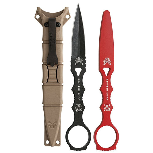 Benchmade SOCP Combo 176BK-COMBO black 440C dagger and red trainer set with sheath