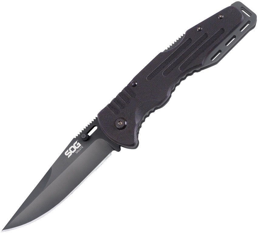 SOG Salute Lockback Folding Knife Black Oxide - 3.625in Blade