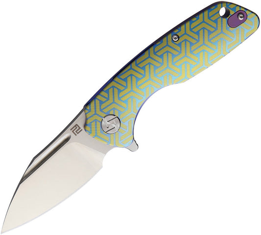 Artisan Cutlery Wren Frame Lock Blue/Gold Titanium Folding Knife 1825G-BU02 (3.54" SW S35VN)