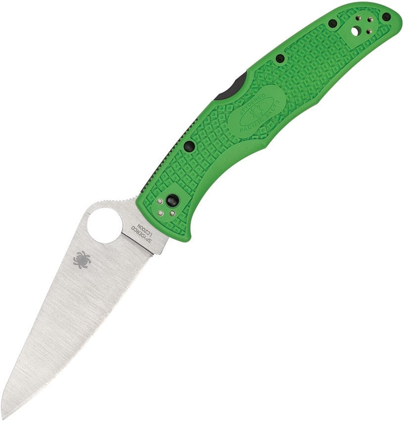 Spyderco Pacific Salt 2 Folding Knife Green FRN Handles 3.76in LC200N Steel Blade - C91FPGR2