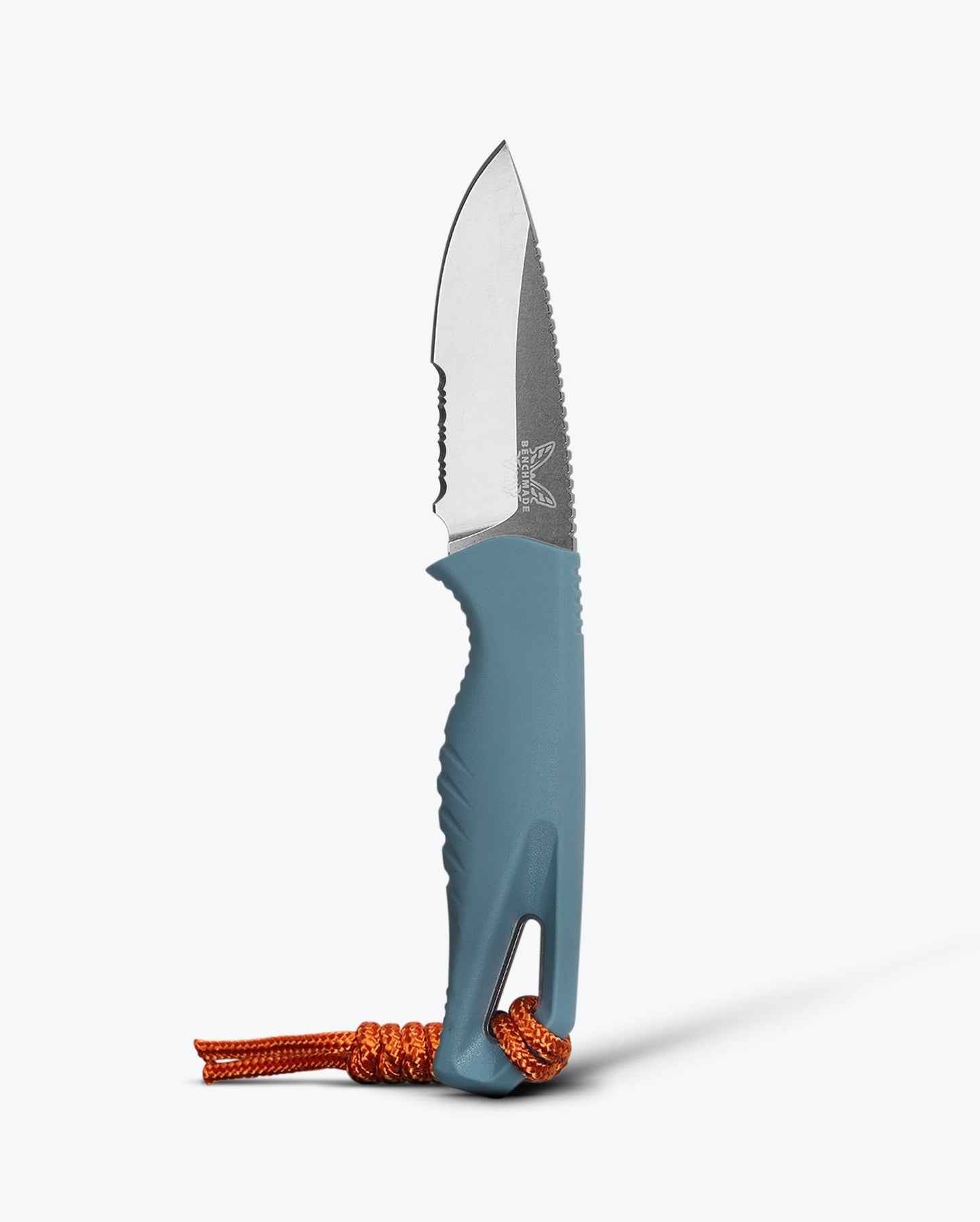 Benchmade Intersect 18050S front view – 2.68″ CPM-MagnaCut serrated drop point fixed blade, Depth Blue Santoprene