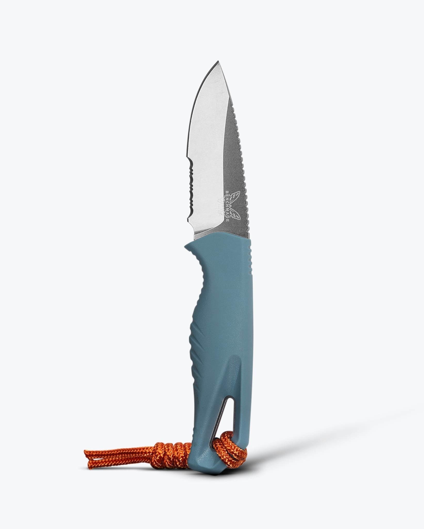 Benchmade Intersect 18050S front view – 2.68″ CPM-MagnaCut serrated drop point fixed blade, Depth Blue Santoprene