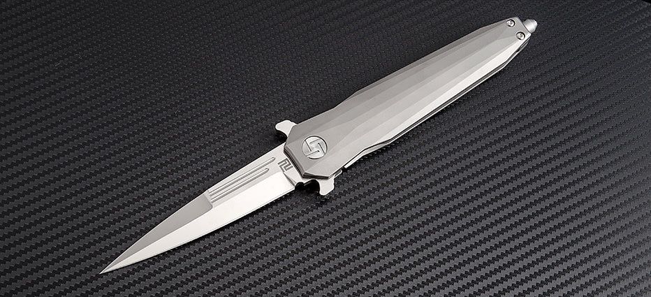 Artisan Cutlery Hornet Frame Lock Knife Grey Ti (3.82" Satin M390)