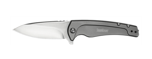 Kershaw 1810 Intellect Assisted Flipper 3" Polished Drop Point Blade, Stainless Steel Handles