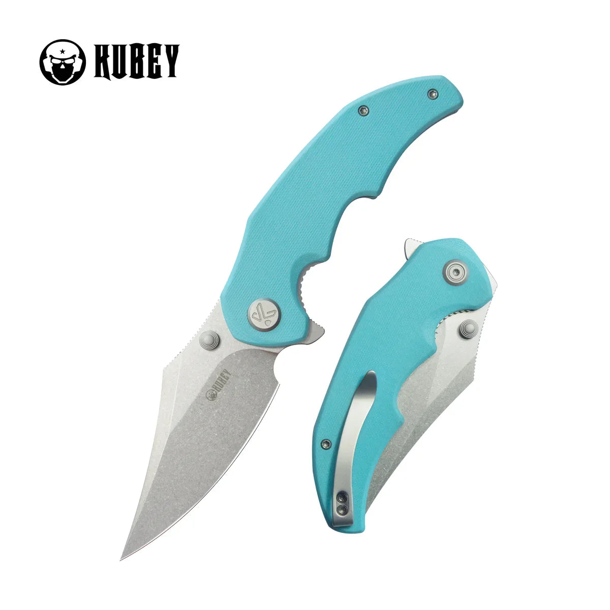Kubey Knife Ceto 3.46" 14C28N Blue G-10 KUB181B