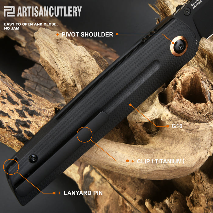 ARTISAN CUTLERY SIRIUS 1849P-BBK AR-RPM9 BLACK PVD COATED BLADE G10 HANDLE FOLDING KNIFE