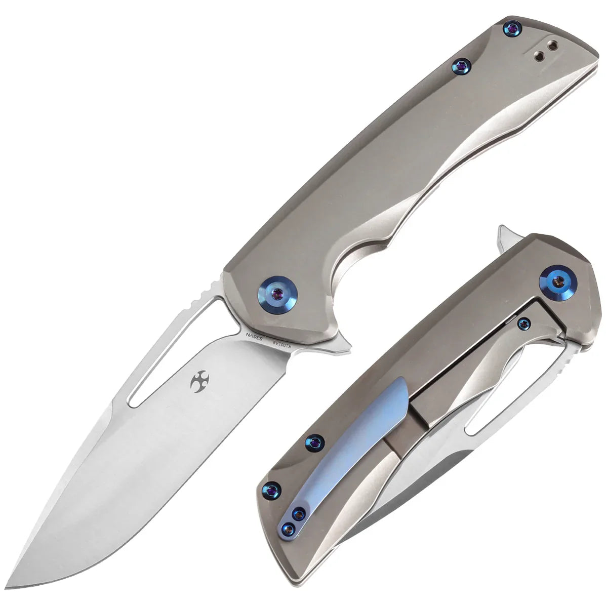 Kansept Kryo 3.58" CPM S35VN Bronze Anodized and Stonewashed Titanium Grey K1001A8