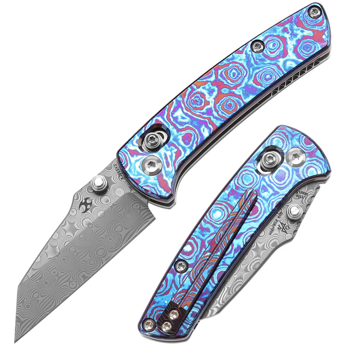 Kansept Little Main Street 2.26" Damascus Timascus Blue Purple K2015V3