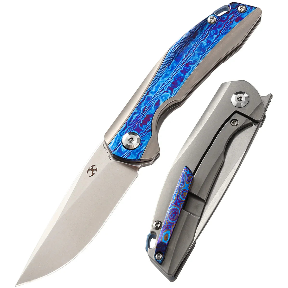 Kansept Mini Accipiter 2.9" CPM-S35VN Titanium and Timascus K2007A4