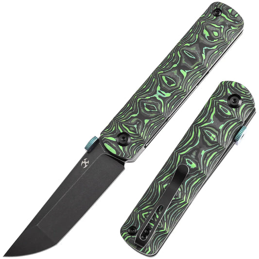 Kansept BTF 3.24" Black Stonewashed CPM S35VN Grass Green Carbon Fiber K1064A2