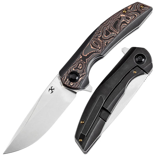 Kansept Accipiter 3.50" Stonewashed CPM S35VN Titanium+Copper Carbon Fiber K1007E2