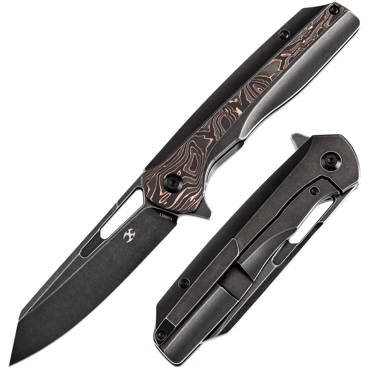 Kansept Shard 3.48" CPM-S35VN Blackstonewashed Titanium & Copper Carbon Fiber BlackK1006C1