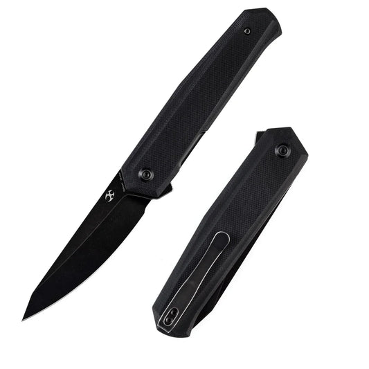 Kansept Integra T1042A2 – 3.63" Stonewashed 154CM Drop Point Blade, Black G10 Handle, Frame Lock – Designed by JK Knives