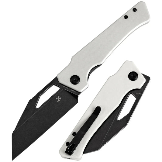 Kansept Egress 3.47" Black Stonewashed 14C28N White G10 T1033A4