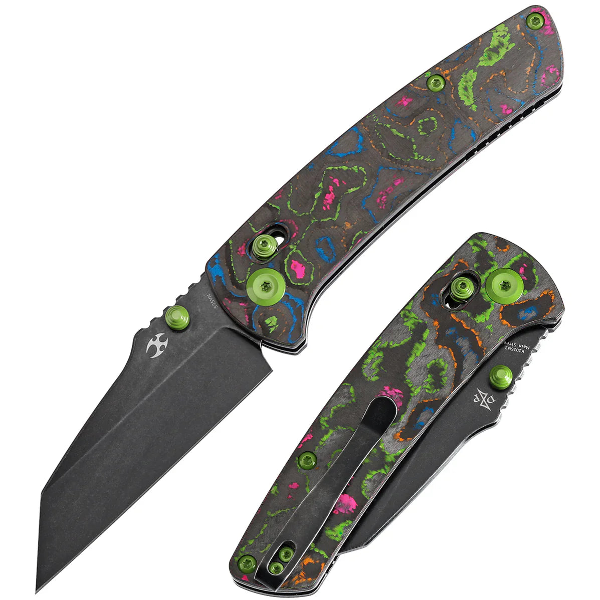 Kansept Main Street 3.36" CPM S35VN 80S Camo Carbon Fiber Black Green K1015M3